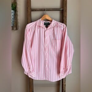 Ralph Lauren Country Pink and White Striped Button-Down Shirt